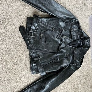 Aqua faux crocodile jacket